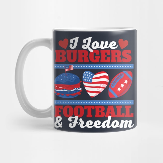 I Love Burgers Football and Freedom 4th of July by DetourShirts